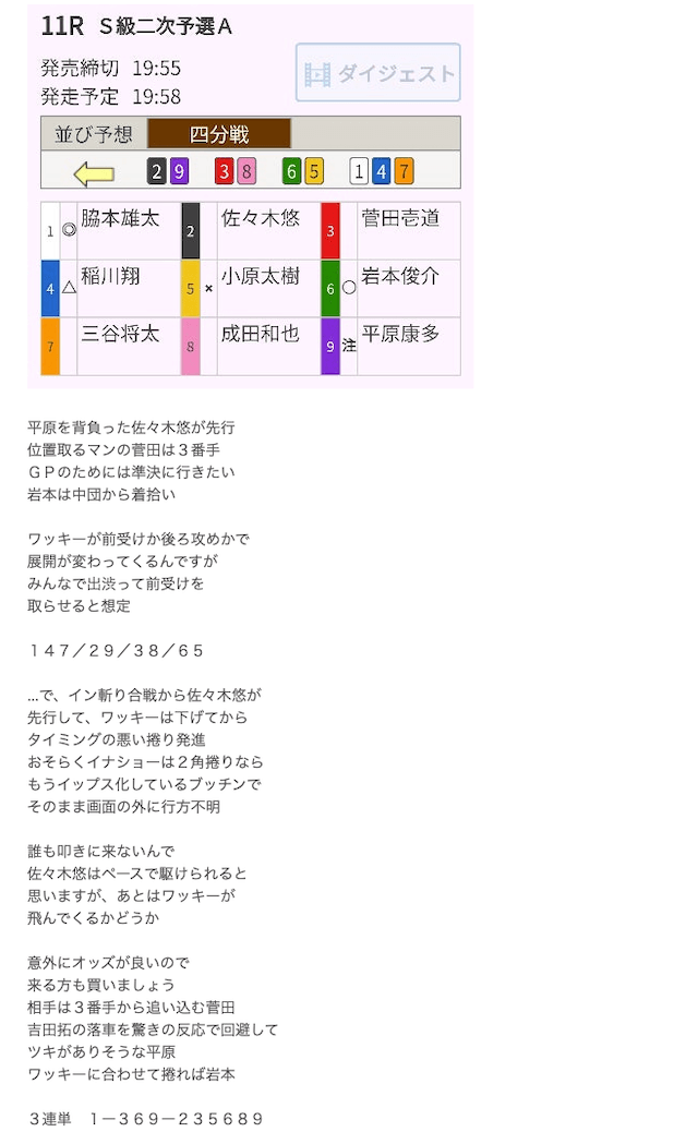 2025年01月31日開催の小倉競輪ふぬ競の予想